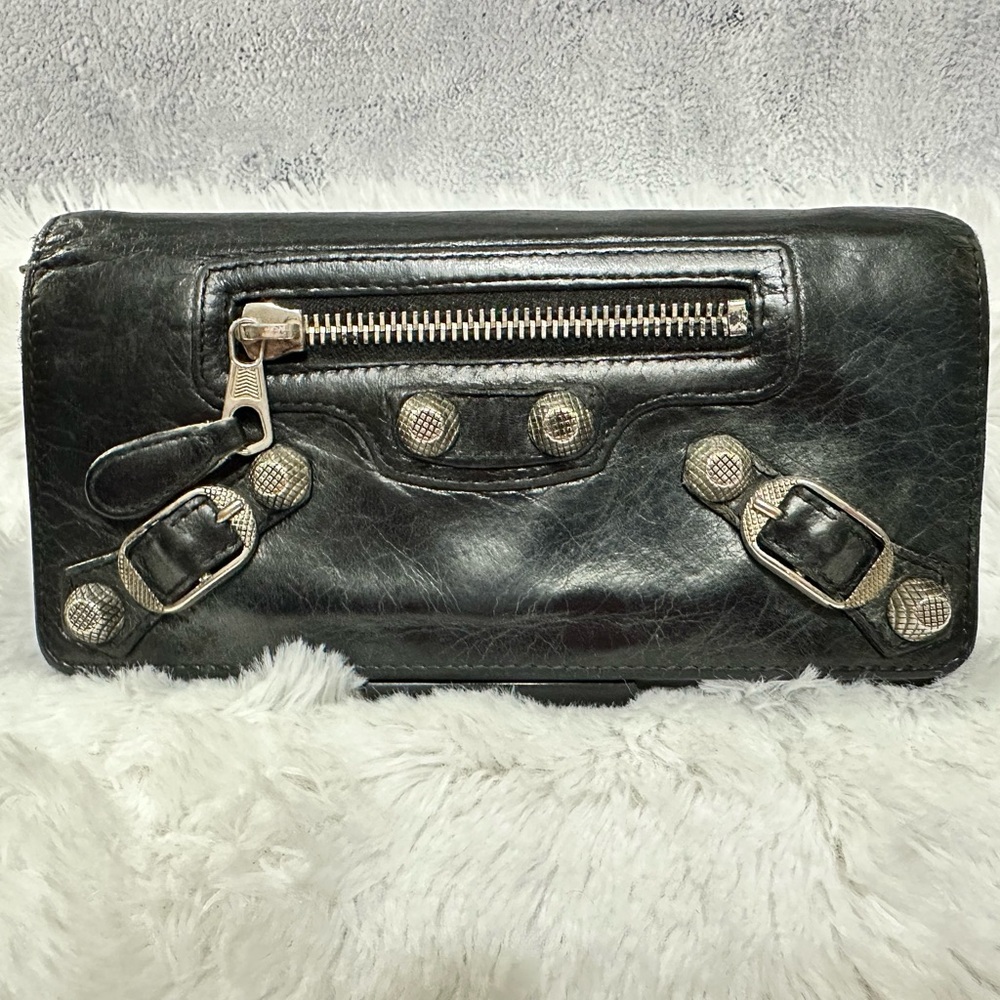 Black Balenciaga Long Wallet